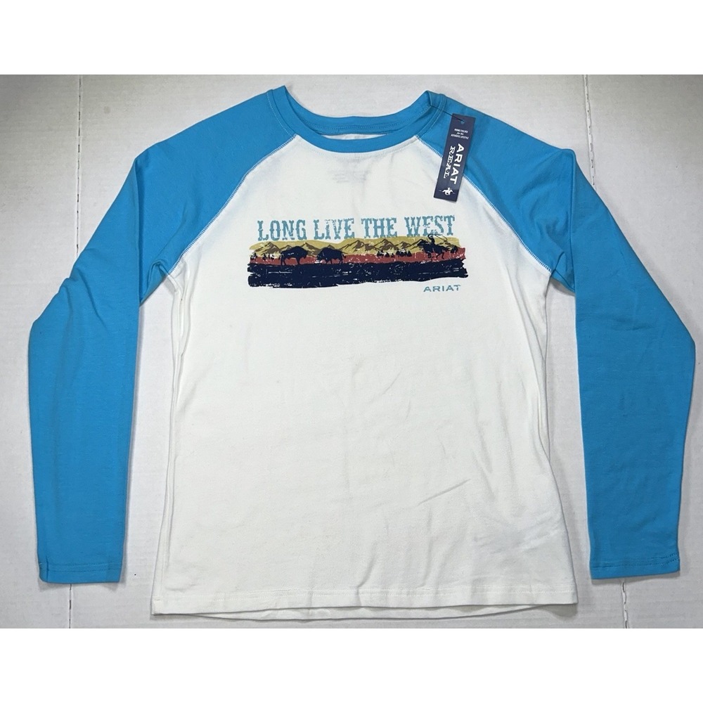 Ariat Kids Girls Long Live The West Buffalo Mountains Graphic New Size Large 12